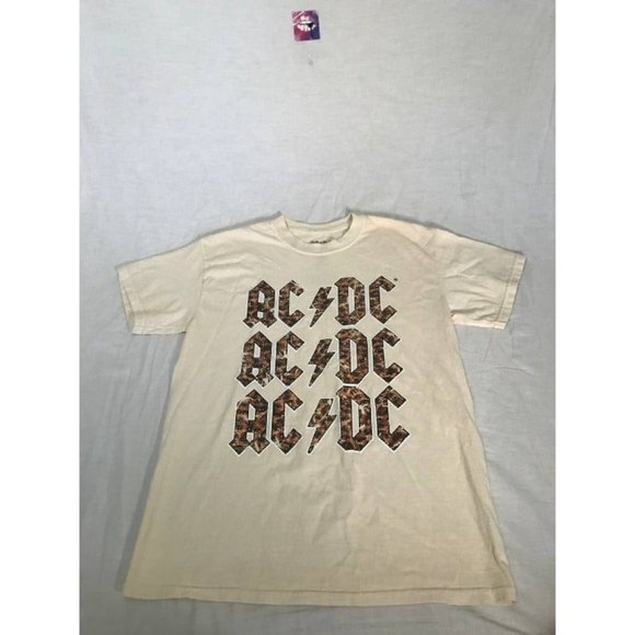 AC/DC Graphic Shirt Mens sz Small Tan Short Sleeve T-Shirt - Picture 1 of 6